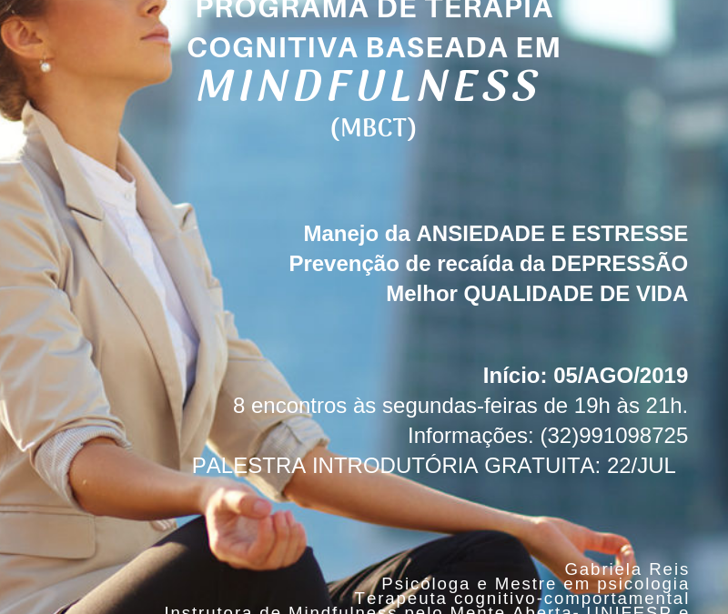Inscrições abertas para o curso de Terapia Cognitiva baseada em Mindfulness